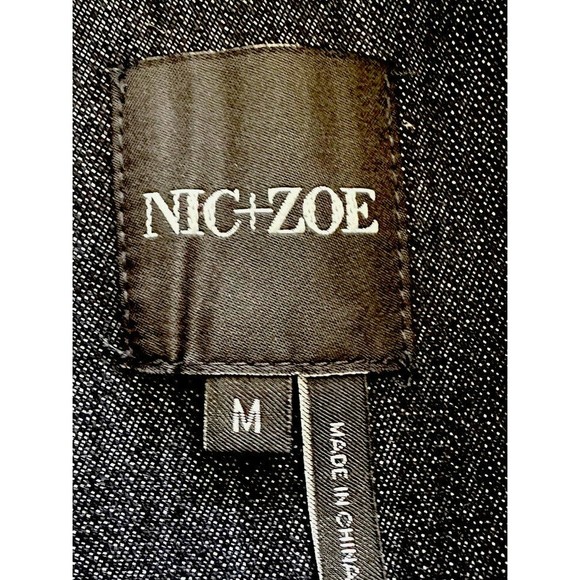 NIC+ZOE Womens Black M Denim Blazer Asymmetrical Button Jean Jacket MSRP $188 - Picture 5 of 8